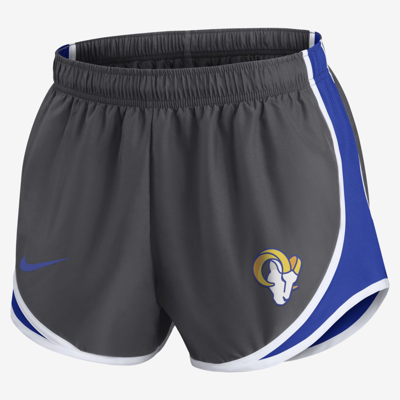 Shop Nike Women's Dri-fit Logo Tempo (nfl Los Angeles Rams) Shorts In Grey