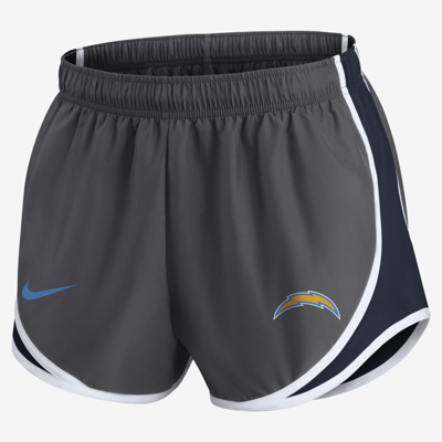 Shop Nike Women's Dri-fit Logo Tempo (nfl Los Angeles Chargers) Shorts In Grey