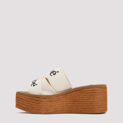 Shop Chloé Woody Wedge Sandals Shoes In White