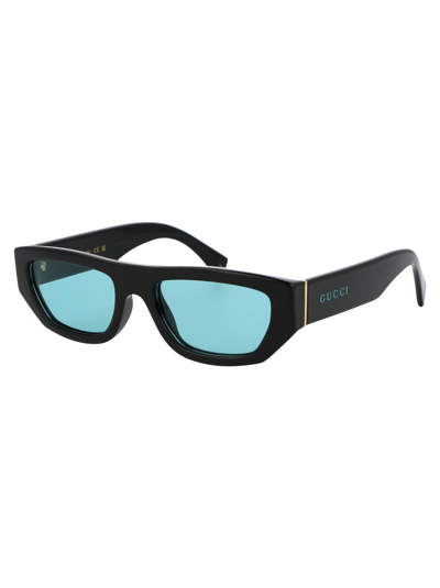 Shop Gucci Sunglasses In 004 Black Black Green