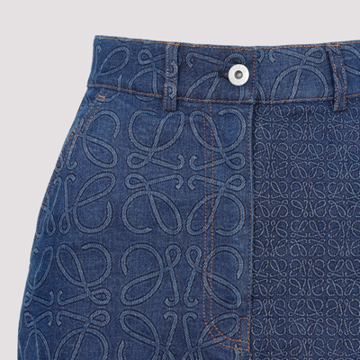 Shop Loewe Anagram Denim Mini Skirt In Blue