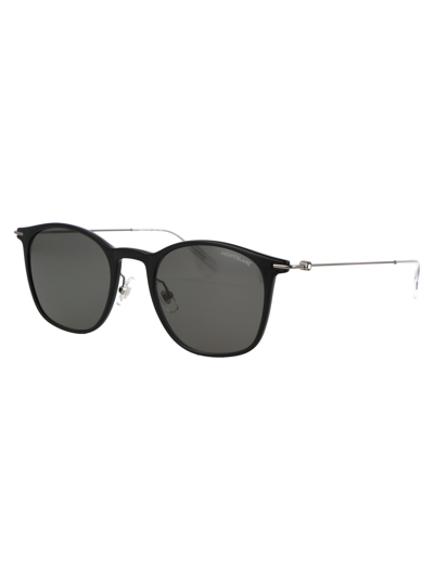 Shop Montblanc Sunglasses In 010 Black Ruthenium Grey