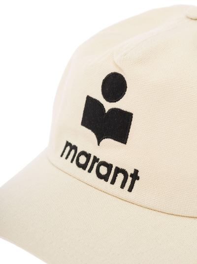 Shop Isabel Marant Isabel Maran Woman's Black Cotton Hat With Logo Print In White