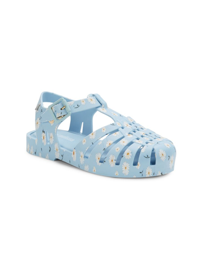 Shop Mini Melissa Girl's Floral-print Sandals In Light Blue