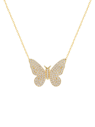 Shop Gabi Rielle Women's 14k Yellow Gold Vermeil & Crystal Butterfly Pendant Necklace