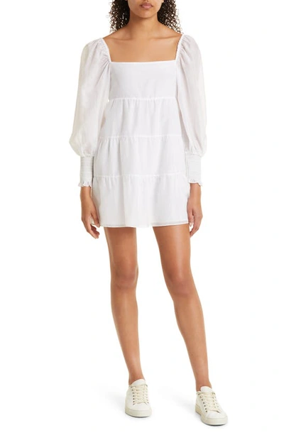 Shop Alice And Olivia Rowen Long Sleeve Babydoll Dress In Off White