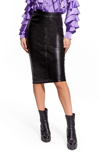 Shop As By Df Port Elizabeth Recycled Leather & Knit Pencil Skirt In Black