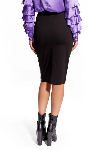 Shop As By Df Port Elizabeth Recycled Leather & Knit Pencil Skirt In Black