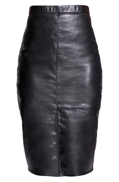 Shop As By Df Port Elizabeth Recycled Leather & Knit Pencil Skirt In Black