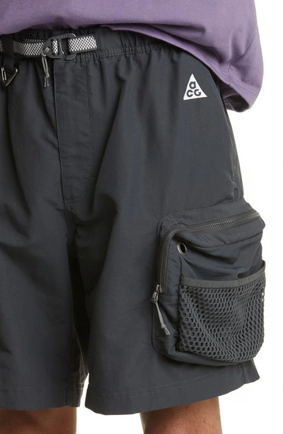 Shop Nike Acg 'snowgrass' Cargo Shorts In Dark Smoke Grey/ Summit White