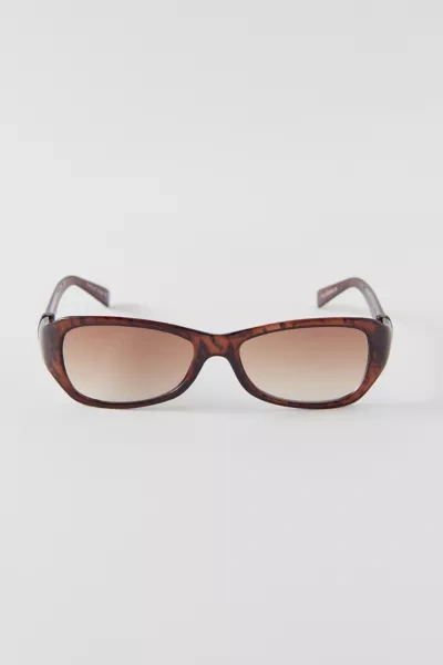 Shop Urban Renewal Vintage Slim Rectangle Sunglasses In Brown