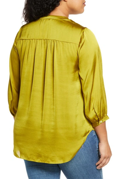 Shop Vince Camuto Rumple Satin Blouse In Avocado