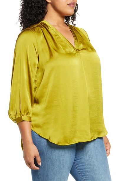 Shop Vince Camuto Rumple Satin Blouse In Avocado