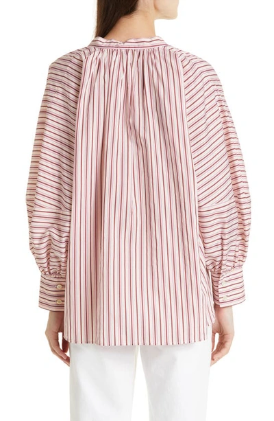 Shop Hugo Boss Bateco Stripe Blouse In Sienna Red Fantasy