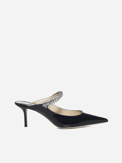 Shop Jimmy Choo Bing 65 Crystals-strap Patent Leather Mules