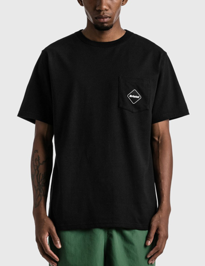 Shop F.c. Real Bristol Vertical Logo Pocket T-shirt In Black
