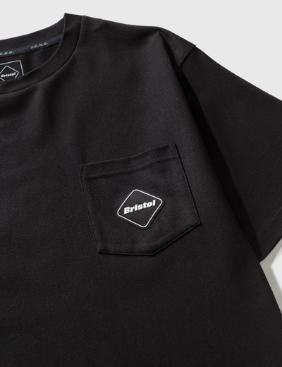 Shop F.c. Real Bristol Vertical Logo Pocket T-shirt In Black