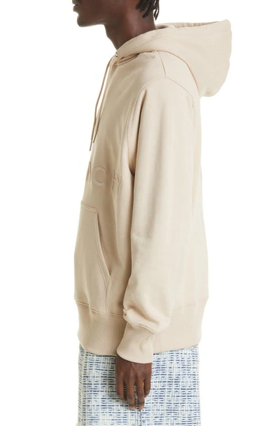 Shop Givenchy Embroidered Logo Cotton Hoodie In Light Beige