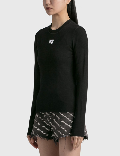 Shop Alexander Wang T Logo Patch Crewneck Top In Black