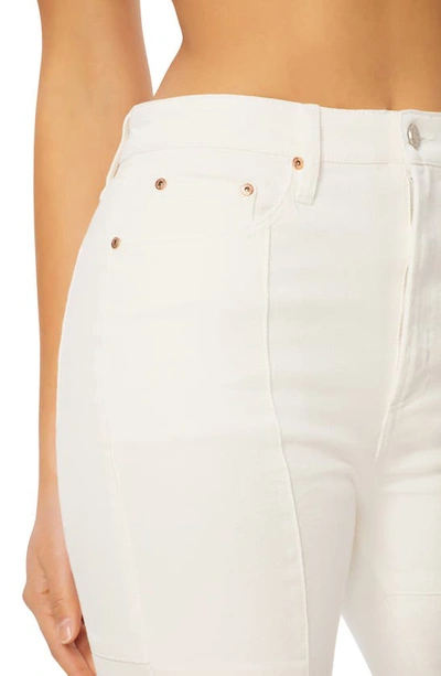 Shop Afrm Skylar Patchwork High Waist Flare Jeans In Bright White