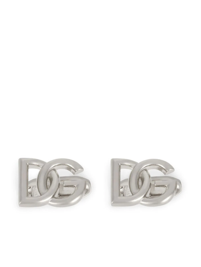 Shop Dolce & Gabbana Dg-logo Cufflinks In Silver