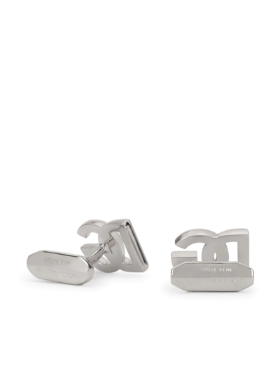 Shop Dolce & Gabbana Dg-logo Cufflinks In Silver