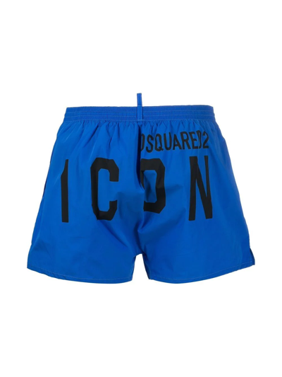 Dsquared2 Icon-print Drawstring Swim Shorts In Blue
