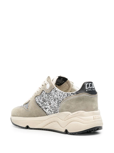 Golden Goose Running Sole Glitter-embellished Sneakers In Grau