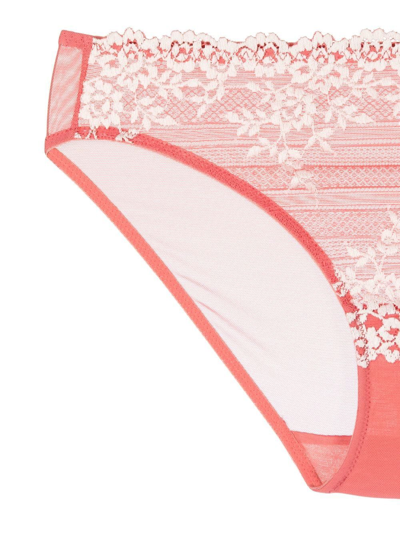 Shop Wacoal Embrace Lace-detail Bikini Bottoms In Rosa
