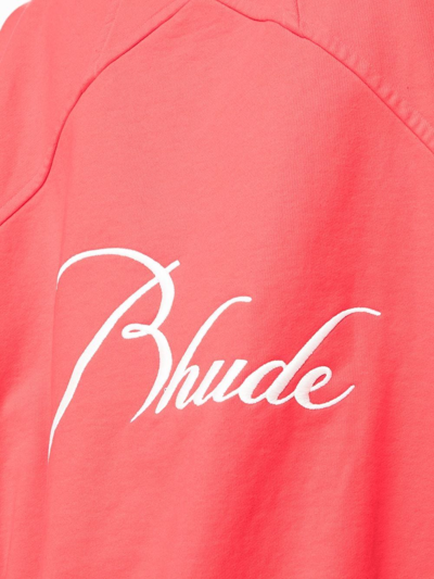 Shop Rhude Embroidered Half-zip Sweatshirt In Rot