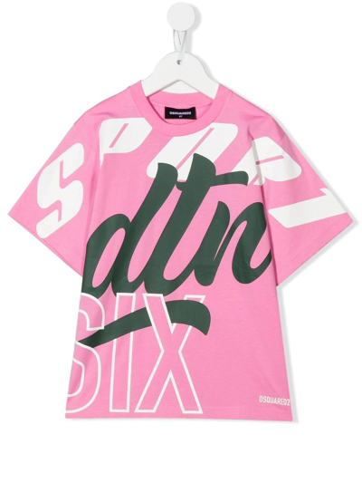 Shop Dsquared2 Text Print T-shirt In Pink