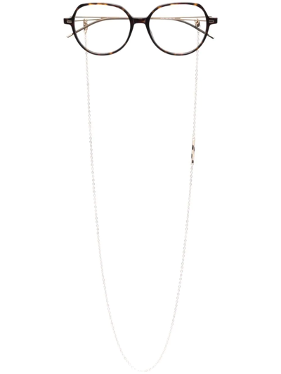 Shop Hugo Boss Tortoiseshell-effect Round-frame Glasses In Brown