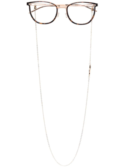 Shop Hugo Boss Tortoiseshell-effect Cat-eye Glasses In Gold