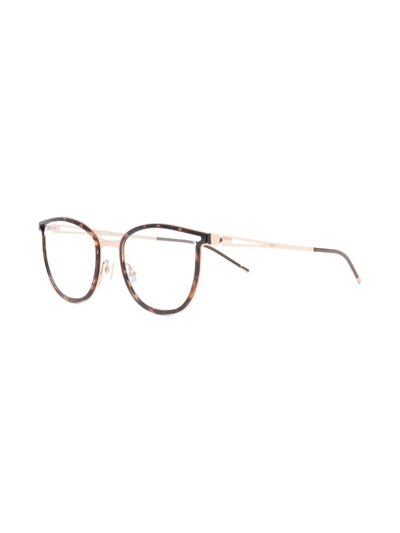 Shop Hugo Boss Tortoiseshell-effect Cat-eye Glasses In Gold