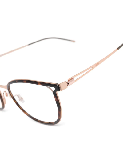 Shop Hugo Boss Tortoiseshell-effect Cat-eye Glasses In Gold