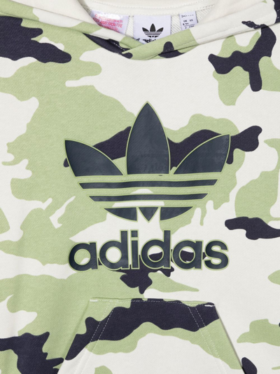 Shop Adidas Originals Logo Print Camouflage Hoodie In Grün