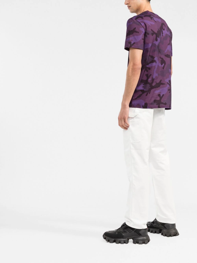 Valentino Camouflage-print Cotton T-shirt In Violett
