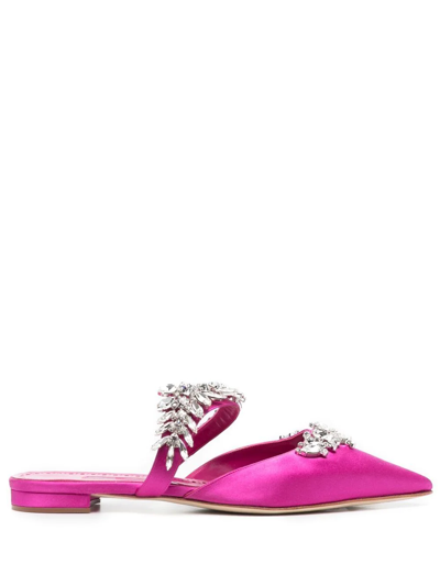 Shop Manolo Blahnik Lurium Fla-sole Mules In Rosa