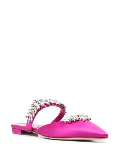 Shop Manolo Blahnik Lurium Fla-sole Mules In Rosa