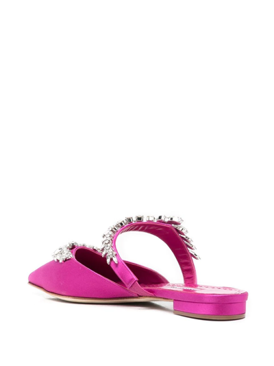 Shop Manolo Blahnik Lurium Fla-sole Mules In Rosa