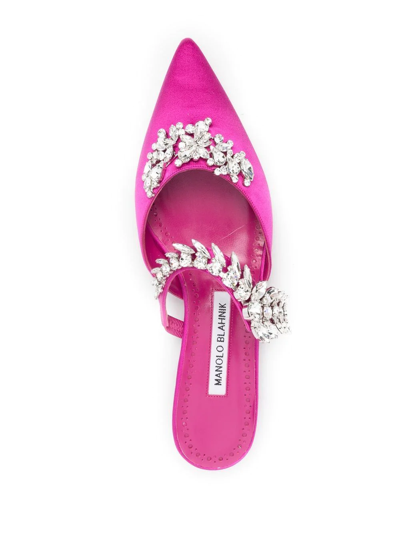 Shop Manolo Blahnik Lurium Fla-sole Mules In Rosa