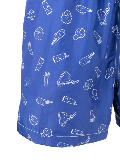 Shop Arrels Barcelona Graphic-print Drawstring-waist Swim Shorts In Blau
