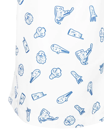 Shop Arrels Barcelona Graphic-print Drawstring-waist Swim Shorts In Weiss