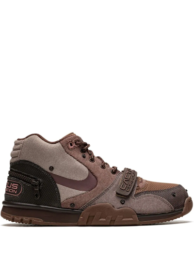 Shop Nike X Travis Scott Air Trainer 1 Sp "coriander" Sneakers In Brown