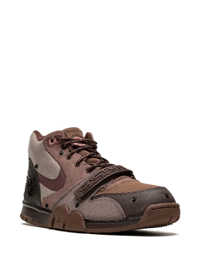 Shop Nike X Travis Scott Air Trainer 1 Sp "coriander" Sneakers In Brown