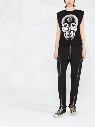Philipp Plein Graphic-print Sleeveless Top In Schwarz