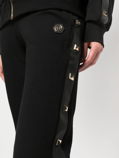 Philipp Plein Studded Side Panel Track Pants In Schwarz