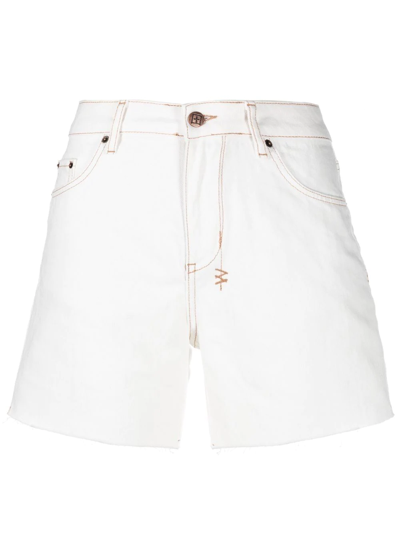 Shop Ksubi Racer Denim Shorts In Weiss