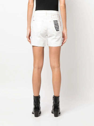 Shop Ksubi Racer Denim Shorts In Weiss