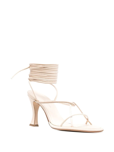 Shop Ilio Smeraldo Calf-length Strappy Sandals In Neutrals